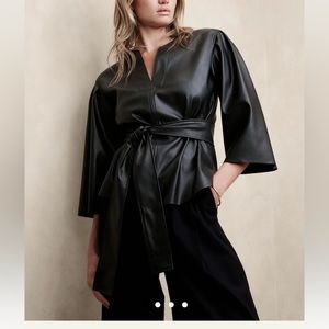 Banana Republic faux leather blouse
